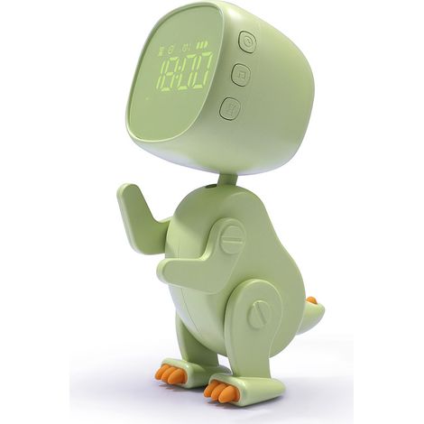 Dinosaurier-Wecker für Kinder, Jungen, Mädchen, Schlafzimmer, LED, niedliche Nachttischuhr mit Digitalanzeige, Kinder-Schlaftrainer, Aufwachlicht, Nachtlicht für Kinder (grün)