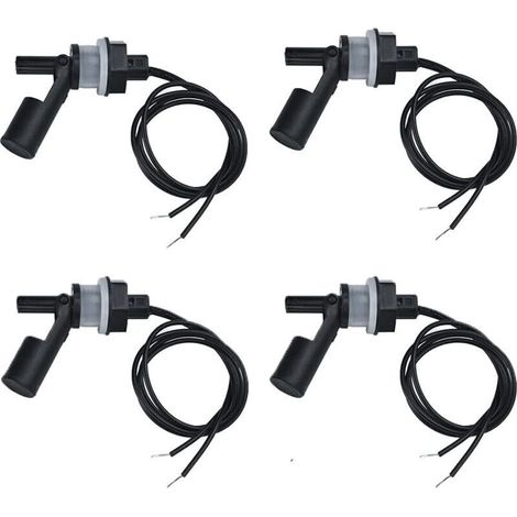 – Lot de 4 interrupteurs à flotteur horizontal – Capteur de niveau d'eau en plastique – Longueur câble 40 cm – Pour aquariums et piscines (1/4)