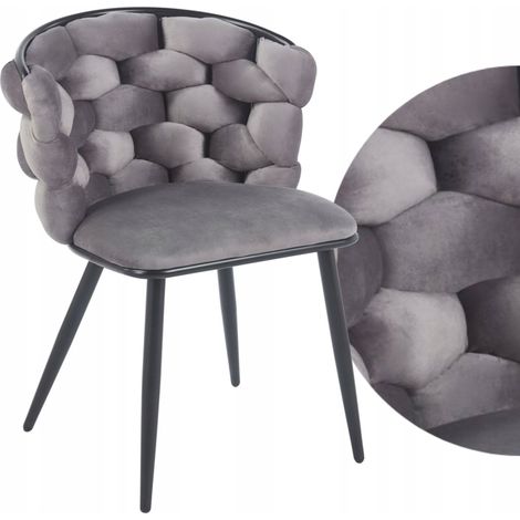 Grauer Samtsessel Interwoven – Bequeme Sitzfläche aus Schaumstoff – Pulverbeschichtetes Metallgestell – Modernes Design für Wohnzimmer (1/5)