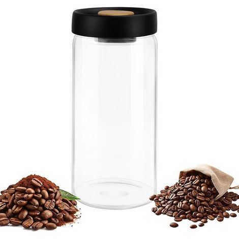Contenitore ermetico da 1,8 litri per caffè, contenitore per chicchi di caffè, coperchio sottovuoto, contenitore in vetro per conservare frutta secca, tè e cereali, grande capacità (1/5)