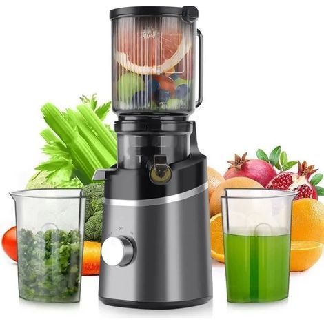 Extracteur de Jus de Fruits et Légumes Vertical, 120mm Machine à Jus avec 2 Tasses et Brosse, 800W et Capacité de 1.5 L