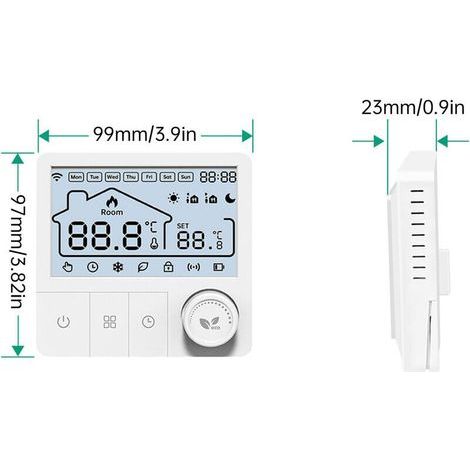 Thermostat WiFi avec contrôle à distance par application, thermostat programmable de chauffage intelligent, contrôleur de chauffage électrique pour radiateurs électriques et systèmes de chauffage par (1/4)