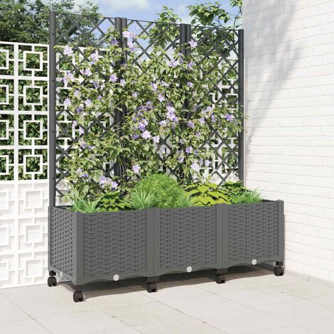 Teenpull – Pflanzkübel mit Spalier und Rädern Hellgrau 120 x 40 x 146 cm (1/5)
