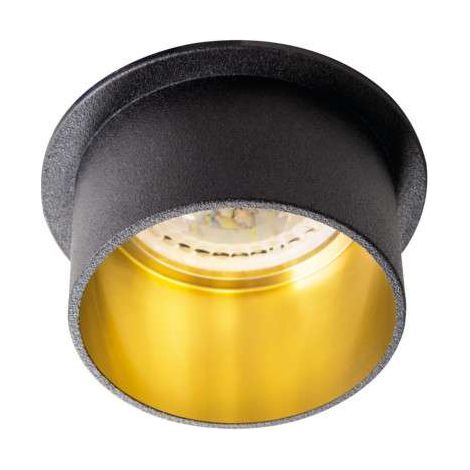 Kanlux – Spot encastrable rond 68mm – Aluminium noir/or – 10W IP20 pour ampoules GU10/MR16 – Installation encastrée pour salons et restaurants
