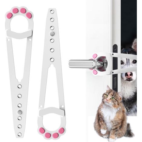 2 serrature per gattaiola - sportello per gattaiola - serratura per porta per animali domestici - chiusura per cibo - supporto per porta per animali domestici - 7 misure regolabili - bianco-rosa (1/5)