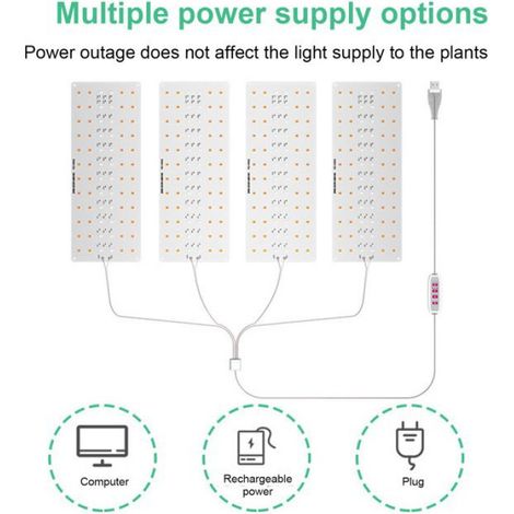 Panneau Lumineux LED - Croissance Des Plantes - Alimentation USB 5 V - Pour Intérieur Serre Bureau - 1 à 4 Têtes (1/5)