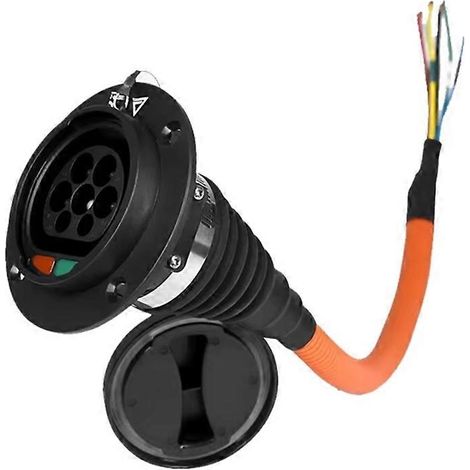 Conforme à la norme IEC 62196 Type 2, prise latérale pour véhicule électrique 32A 3P, avec cordon d'alimentation de 0,5 mètre et fiche standard européenne. (1/5)