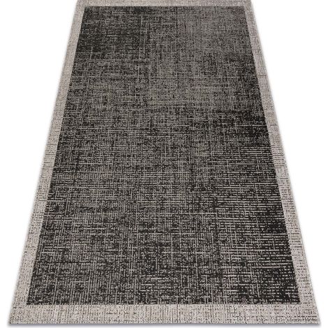 TAPIS EN CORDE SIZAL FLOORLUX 20401 Cadre noir / argentin grey 140x200 cm