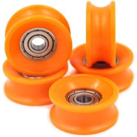Lot de 5 poulies à roulement à billes 6 x 30 x 13 mm – Nylon renforcé et acier – Pour portes mobiles et coulissantes en verre – Grid Cool