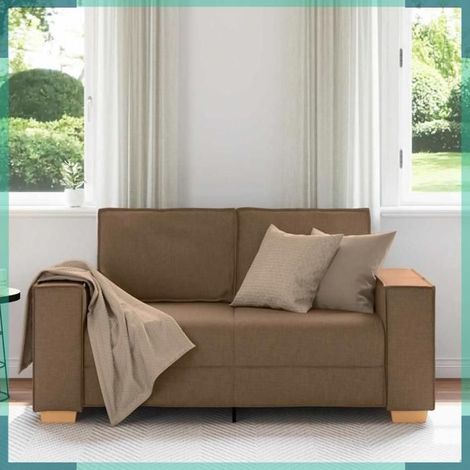 Canapé 2 places - 4104974 - Marron - Tissu 100% polyester - 160 x 78 x 84 cm (1/5)