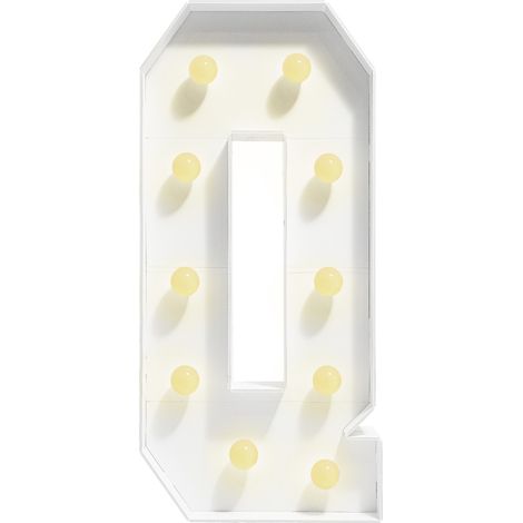 Lettre lumineuse décorative Q en blanc, lettre LED à piles avec lumière chaude, 91,5 cm, enseigne lumineuse pour anniversaire, mariage, fête et événement (1/5)