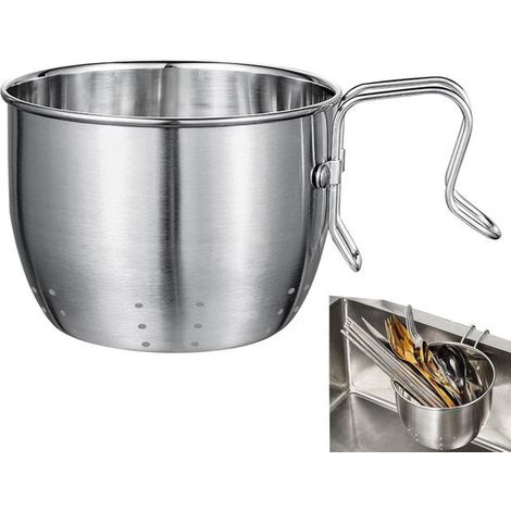 Cesta de drenaje，cesta de fregadero colgante de acero inoxidable de 4,5 cm con asa，accesorios para fregadero (1/5)