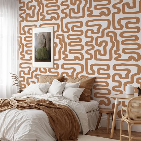 Papel pintado adhesivo diseño geométrico Abstracto Blanco y Avellana