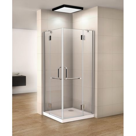 90x80x190cm cabine de douche à charniére porte de douche paroi de douche accès d'angle verre anticalcaire (1/5)