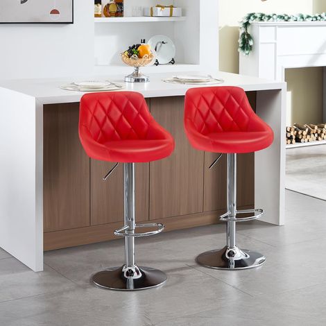WOLTU Lote de 2 Taburetes de Bar de Diseño con Respaldo Rojo