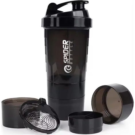 Coctelera deportiva Ecarla para suplementos proteicos con colador, 500 ml, color negro, BD55CZ (1/5)