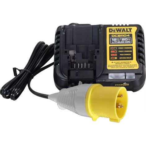 DeWalt DCB1104 110V Jobsite 4Ah XR Charger with Yellow Plug (12V/20V Max Li-Ion)