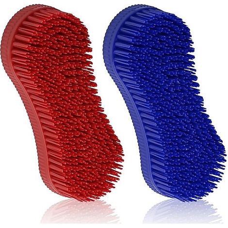 Étrille de massage portable pour cheval et soins équestres, lot de 1, bleue (1/5)