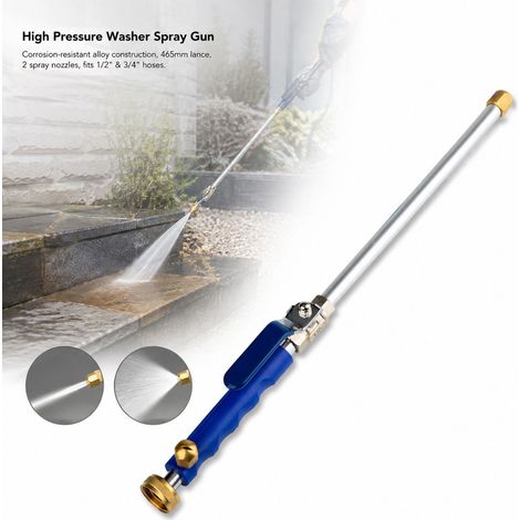 Lancia idropulitrice ad alta pressione in lega con 2 ugelli, compatibile con tubi da 1/2" e 3/4", per giardino e auto (1/5)