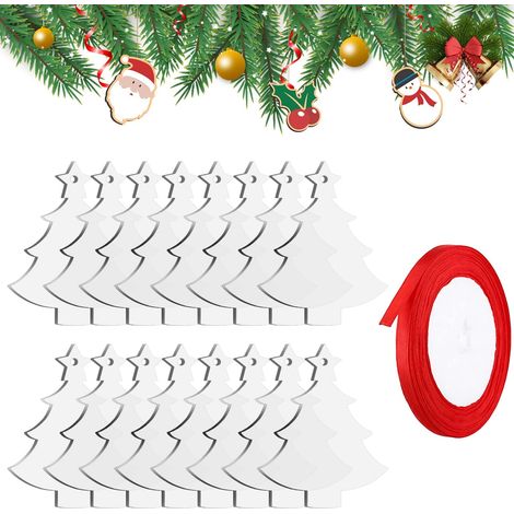 16 Pièces Décoration de Noël, Acrylique Ornement Sapin Forme, Objet Décoratif Suspendu d'Arbre Plastique pour Mariage, Fête, Anniversaire