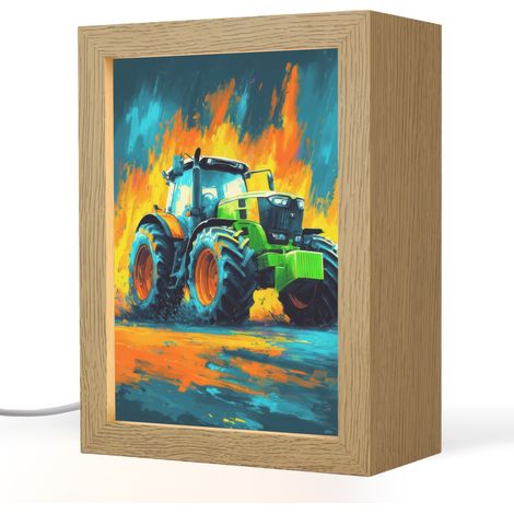LUCE NOTTURNA PER BAMBINI Astratto - Trattore - Verde 15x20 cm