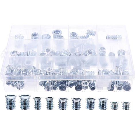 Inserts Filetés M6 M8 M10 pour Meubles en Bois 100 Pièces Connecteurs Filetés Zingués Écrous à Bois Robustes Fixations Filetées pour Bricolage et Menuiserie (1/5)
