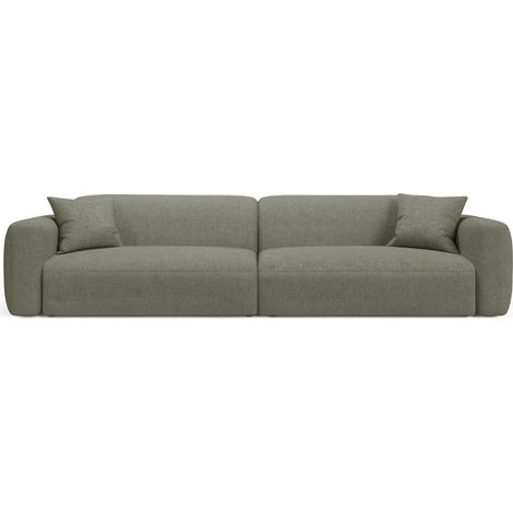 Canapé modulable 4 places en tissu structurel vert olive foncé (1/4)