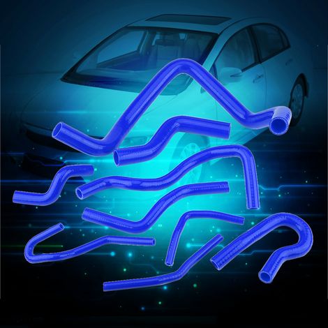 9-teiliges Set blauer Silikon-Kühlerschläuche für Honda Civic D15 D16 SOHC EG/EK 1992-2000 (1/5)