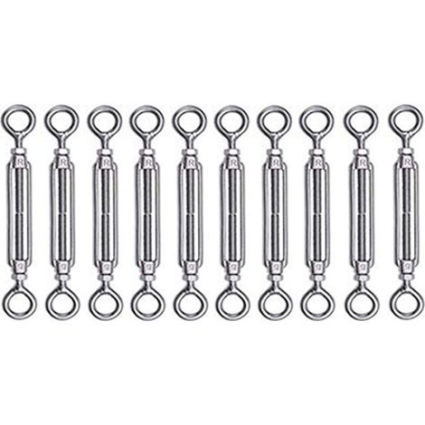 10 pièces M4 Tendeur Cable Tendeur Acier Inoxydable Réglable tendeurs à Lanterne Tendeur de Fil pour Corde Cable Fil à Linge Jardin Grillage (1/5)