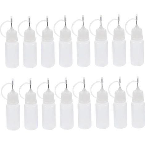 Flacon Distributeur de Colle en Plastique Blanc 10 ML Pack de 16 Bouteilles Réutilisables avec Embouts Aiguille pour Outils de Quilling et Loisirs Créatifs (1/5)