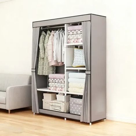 TrAdE Shop Traesio - Armadio Guardaroba Appendiabiti Con Ripiani Multistrato Tessuto Per Camera Portatile 73342 - (1/5)