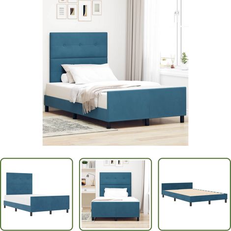 vidaXL Kopfteil - Boxspringbett mit Kopfteil Dunkelblau 120 x 200 cm Samt (1/5)