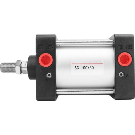 Pneumatikzylinder SC100x50, 100 mm Bohrung, 50 mm Hub, M20 Kolbenstange, abgedichtet, leckagefrei, Druck 0,1–0,9 MPa (1/5)