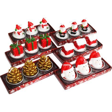 18 Mini-Weihnachtsteelichter, Tischdekoration, 6 Designs, 5 x 6 cm – Weihnachtstischdekoration (1/5)