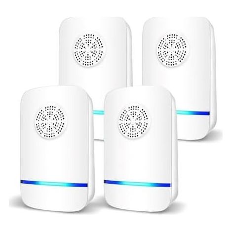 Ultraschall-Mäuseabwehrgerät, 4er-Pack, geräuschlos, ungiftig, wirksam gegen Mäuse und Ratten, strahlungsfrei – Weiß (1/5)