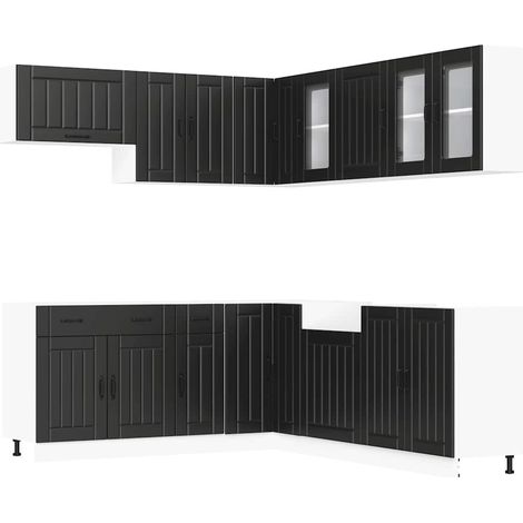 Maison Exclusive - Mueble de cocina Lucca negra 11 piezas madera