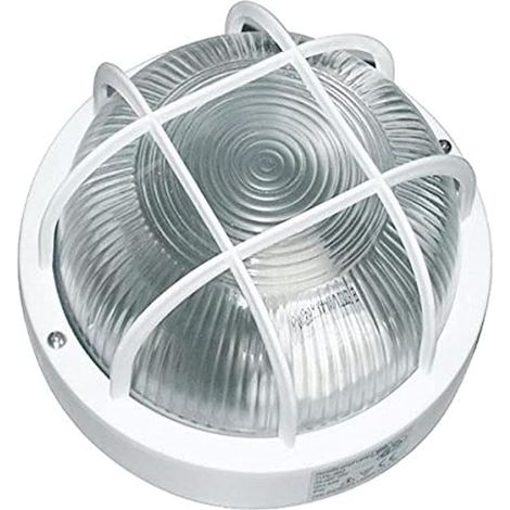 rundes Bullauge, Glas, Kunststoff-Schutzgitter, E27, 60 W, IP44, für den Außenbereich (1/5)