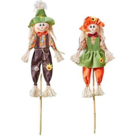 Large Garden Scarecrow Rustic Autumn Decoration Outdoor Halloween Ornament with Bamboo Stake 120cm (1/5)