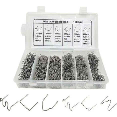 Agrafe Chaude Réparation Plastique - Pour Soudeuse À Chaud - Compatible ABS Nylon PVC - Pour Pare-Chocs Voiture - 1200 Pièces (1/5)