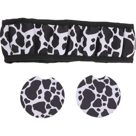 Accessoires auto - Housse de volant - Housse de volant style vache - Sous-verre style vache-30x30cm-White (1/2)