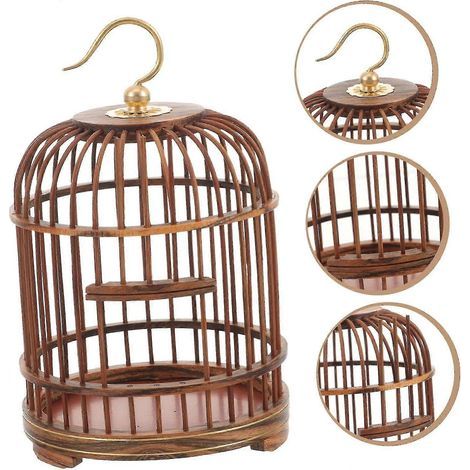 Vintage-Vogelkäfig aus Holz – Außendekoration und Haustierkäfig mit Metallverzierungen (1/5)