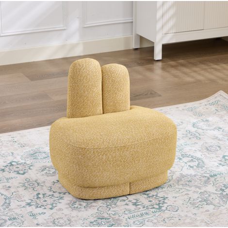 REDOM Puf reposapiés con forma de conejo, asiento auxiliar y reposapiés, tela, espuma, contrachapado, madera maciza, amarillo (1/5)