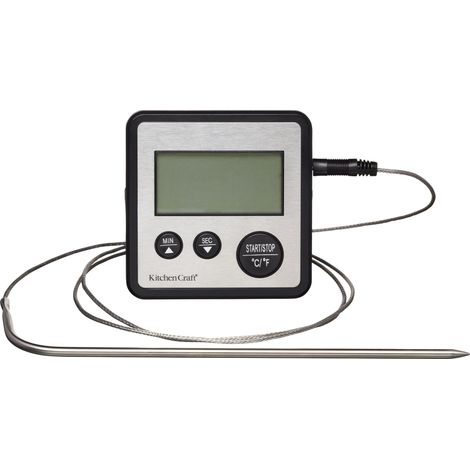 KitchenCraft Termometro de Sonda con timer digitale de Acciaio inox, 8 x 8 x 2 cm (1/3)