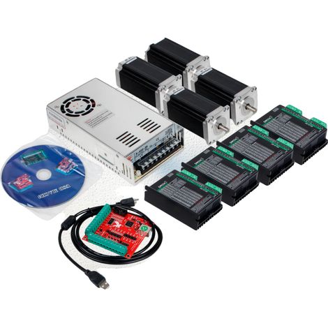 Kit controller CNC a 4 assi, motore passo-passo ibrido, compatibilità USB Mach3, kit a 4 assi (1/2)