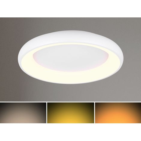 Flache LED Deckenleuchte CARDONA groß Weiß, dimmbar & 3 Lichtfarben, Ø 62cm