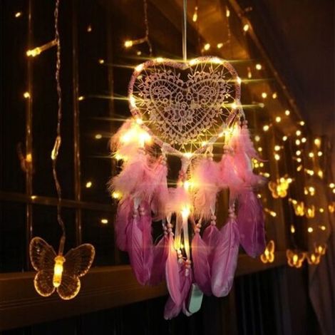Attrape-rêves enfant, vegena fait main avec plumes LED lumineuses (1/5)