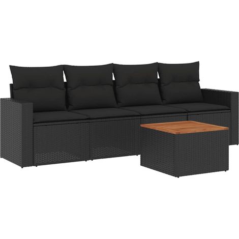 Maison Exclusive - Set de muebles de jardín 5 pzas y cojines ratá (1/5)