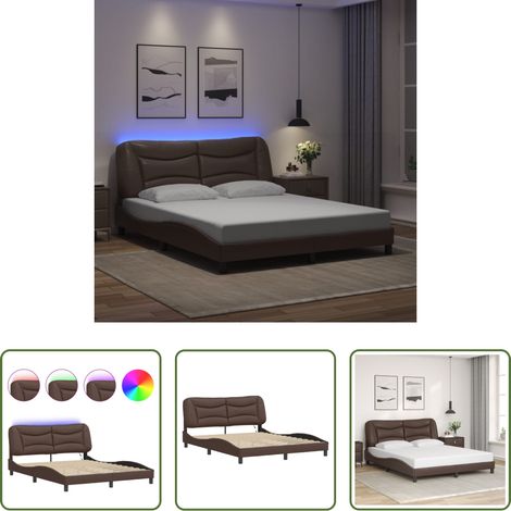 LED-Leuchten - Bettgestell mit LED ohne Matratze "Hvar" Braun 160x200 cm (1/5)