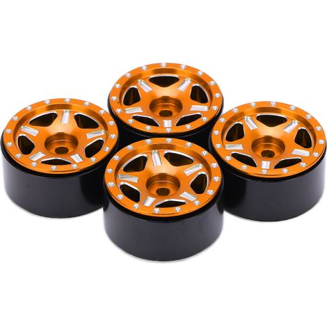 Satz mit 4 robusten Aluminium-Radnaben, viskosefrei, einfache Montage, Ersatzteile für 1/24 RC-Cars (gold). (1/5)