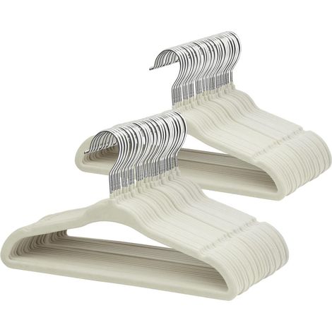 Lot de 48 cintres antidérapants en Velours de 27,8 cm pour bébés, cintres en Feutre Ultra Fins avec Crochet pivotant à 360°, cintres Peu encombrants pour vêtements d'enfants (Crème) (1/4)